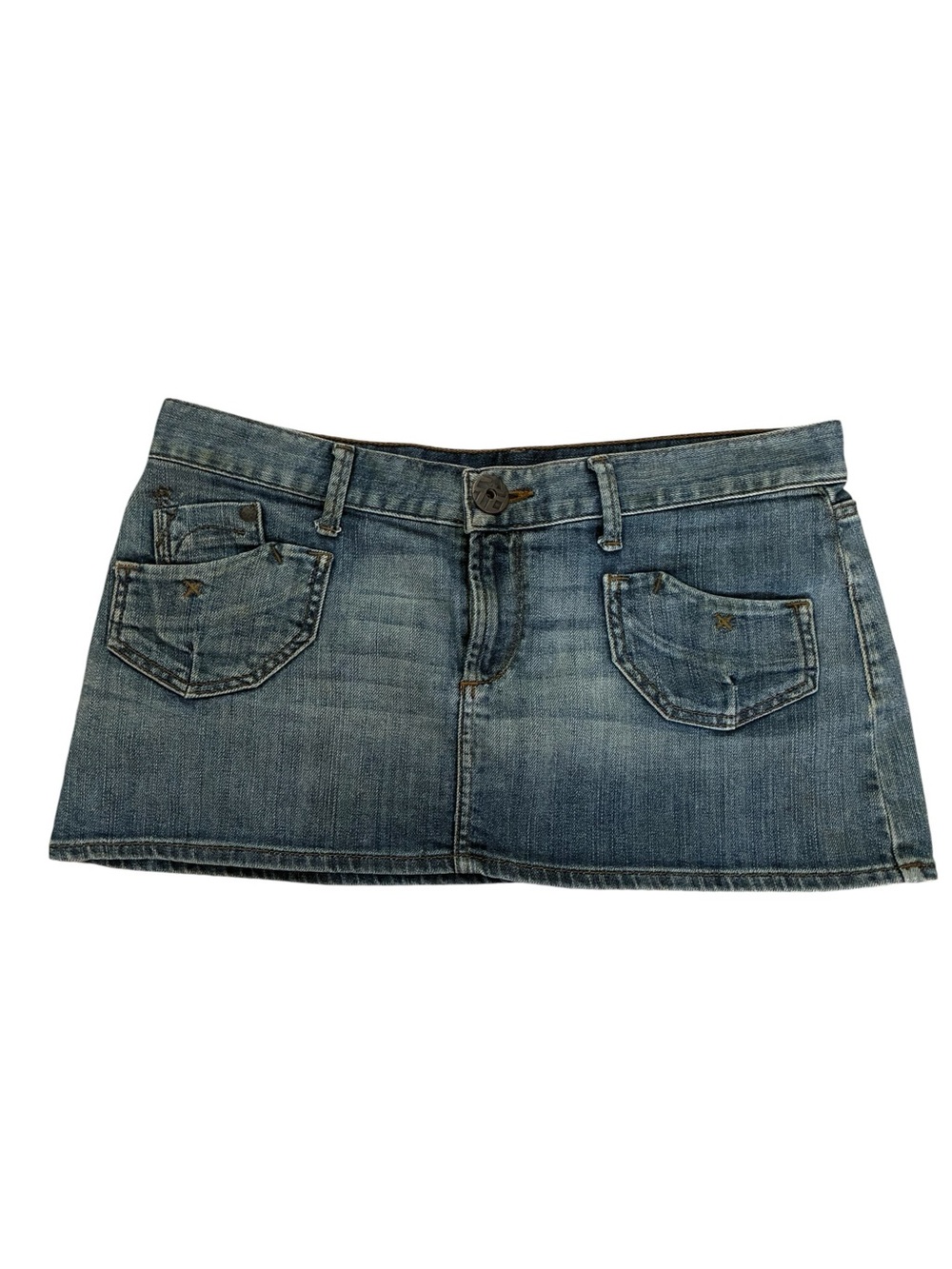 H&M Micro Mini Denim Skirt Blue Low Rise Y2K Festival Clubwear Size 10 Fits 6-8